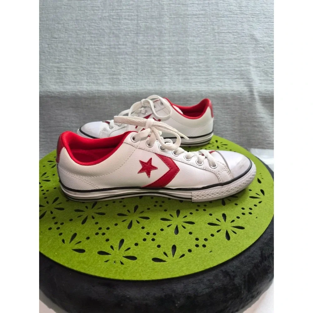 Converse Star Player Ev Ox 656145C Boys US 5 Trainers Shoes White Red Sneakers